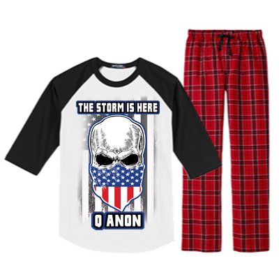 Q-Anon The Storm Is Here Skull Flag Raglan Sleeve Pajama Set