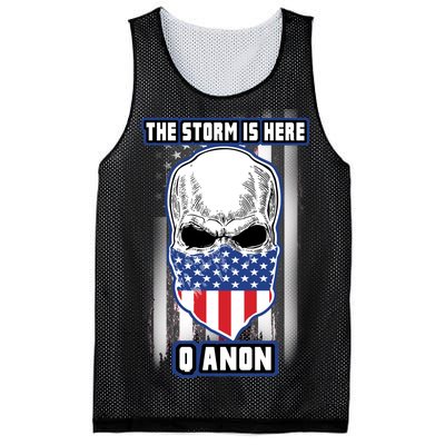 Q-Anon The Storm Is Here Skull Flag Mesh Reversible Basketball Jersey Tank