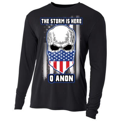 Q-Anon The Storm Is Here Skull Flag Cooling Performance Long Sleeve Crew