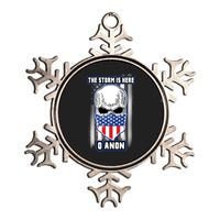 Q-Anon The Storm Is Here Skull Flag Metallic Star Ornament