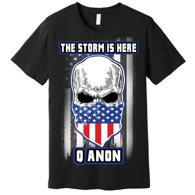 Q-Anon The Storm Is Here Skull Flag Premium T-Shirt