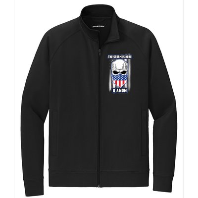 Q-Anon The Storm Is Here Skull Flag Stretch Full-Zip Cadet Jacket