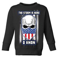 Q-Anon The Storm Is Here Skull Flag Toddler Sweatshirt