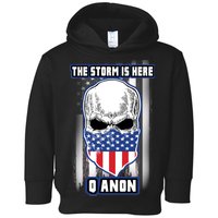 Q-Anon The Storm Is Here Skull Flag Toddler Hoodie