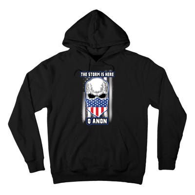 Q-Anon The Storm Is Here Skull Flag Tall Hoodie