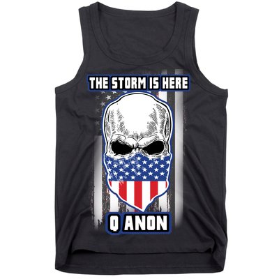 Q-Anon The Storm Is Here Skull Flag Tank Top