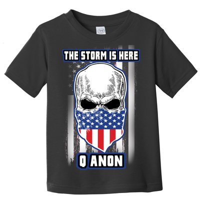 Q-Anon The Storm Is Here Skull Flag Toddler T-Shirt