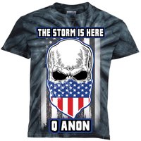 Q-Anon The Storm Is Here Skull Flag Kids Tie-Dye T-Shirt