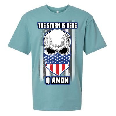 Q-Anon The Storm Is Here Skull Flag Sueded Cloud Jersey T-Shirt