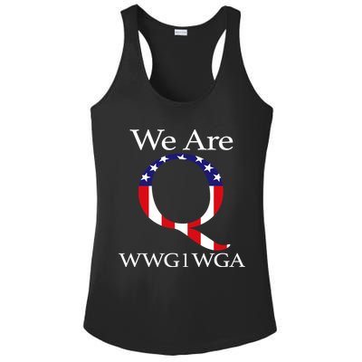 Q Anon We Are WWG1WGA Qanon Ladies PosiCharge Competitor Racerback Tank