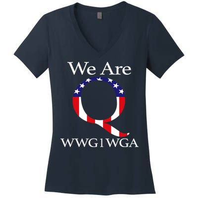 Q Anon We Are WWG1WGA Qanon Women's V-Neck T-Shirt