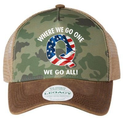 Q Anon Where We Go One We Go All  Legacy Tie Dye Trucker Hat