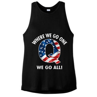 Q Anon Where We Go One We Go All  Ladies PosiCharge Tri-Blend Wicking Tank