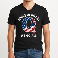 Q Anon Where We Go One We Go All  V-Neck T-Shirt