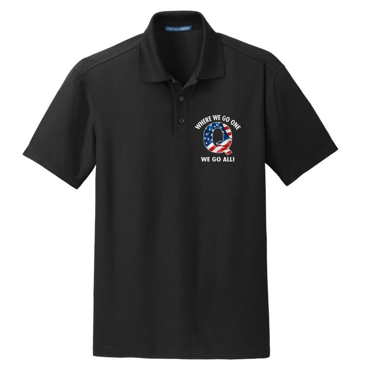 Q Anon Where We Go One We Go All  Dry Zone Grid Polo