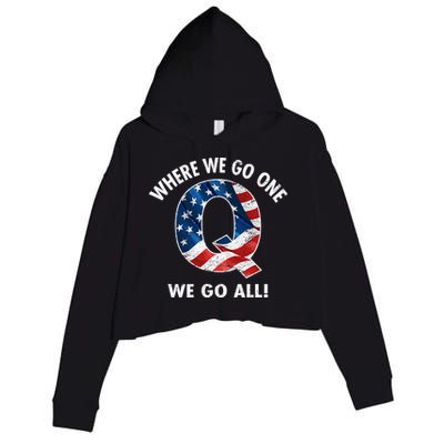 Q Anon Where We Go One We Go All  Crop Fleece Hoodie