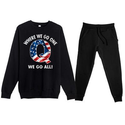 Q Anon Where We Go One We Go All  Premium Crewneck Sweatsuit Set