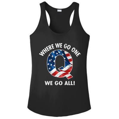Q Anon Where We Go One We Go All  Ladies PosiCharge Competitor Racerback Tank