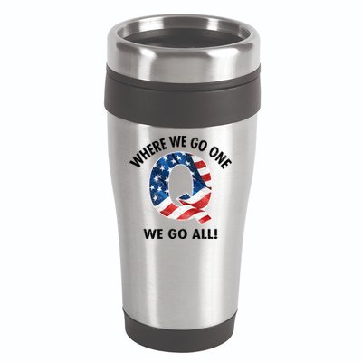 Q Anon Where We Go One We Go All  16oz Travel Tumbler