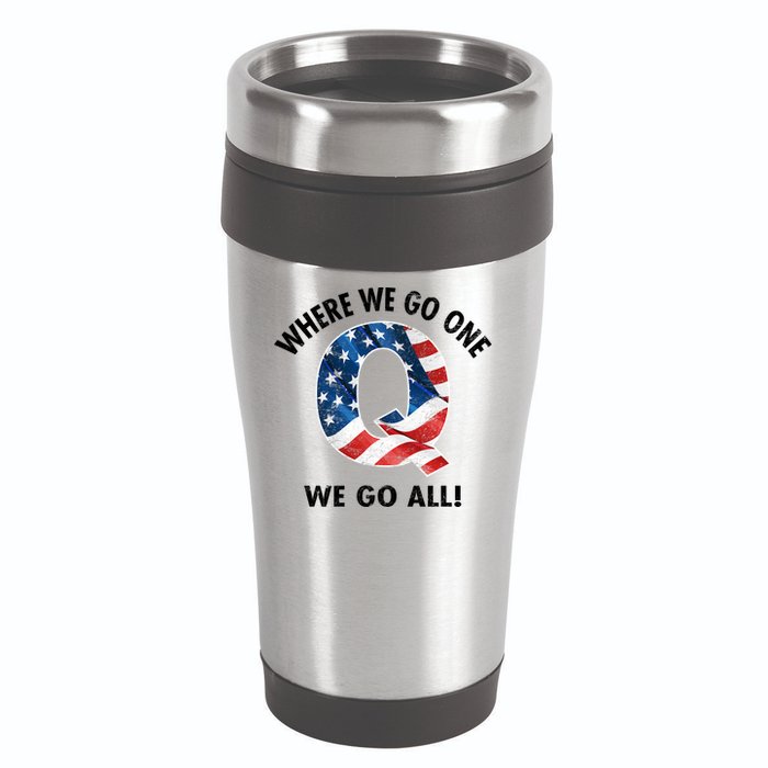 Q Anon Where We Go One We Go All  16oz Travel Tumbler