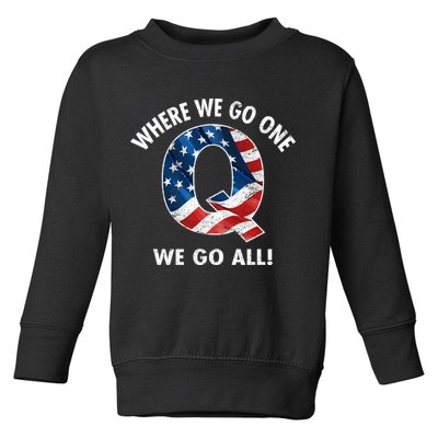 Q Anon Where We Go One We Go All  Toddler Sweatshirt