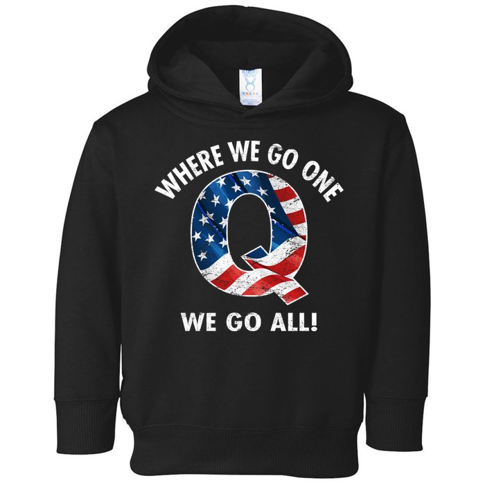 Q Anon Where We Go One We Go All  Toddler Hoodie