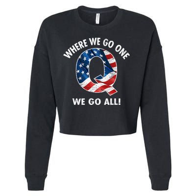 Q Anon Where We Go One We Go All  Cropped Pullover Crew