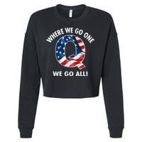 Q Anon Where We Go One We Go All  Cropped Pullover Crew