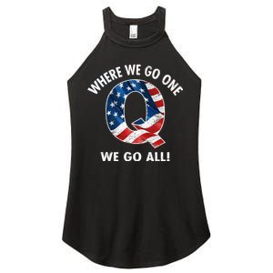 Q Anon Where We Go One We Go All  Women's Perfect Tri Rocker Tank