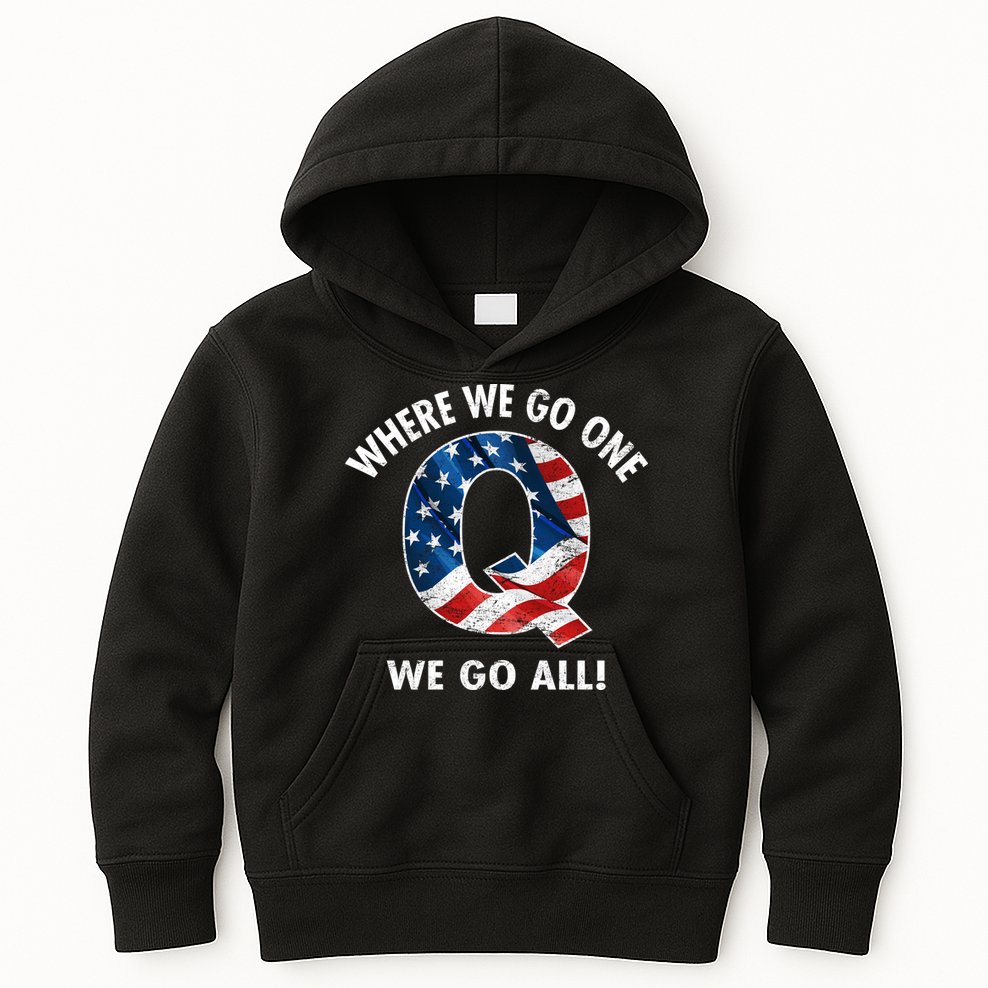 Q Anon Where We Go One We Go All  Kids Hoodie