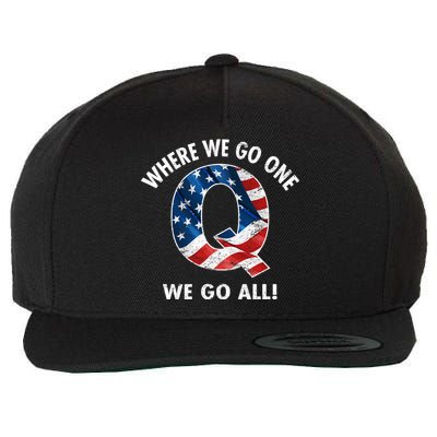 Q Anon Where We Go One We Go All  Wool Snapback Cap