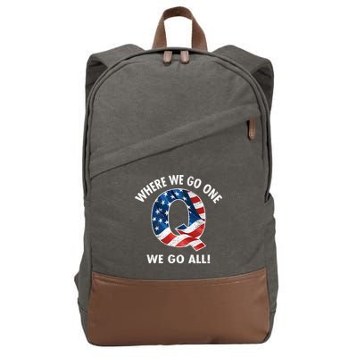 Q Anon Where We Go One We Go All  Cotton Canvas Backpack