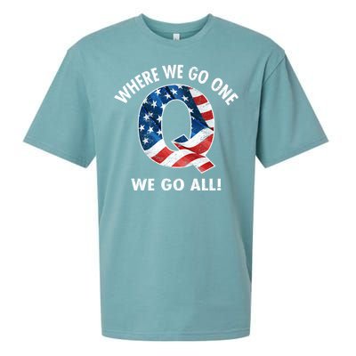 Q Anon Where We Go One We Go All  Sueded Cloud Jersey T-Shirt