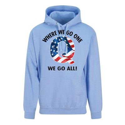 Q Anon Where We Go One We Go All  Unisex Surf Hoodie