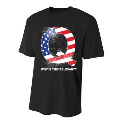 Q Anon Why Is this Relevant Youth Performance Sprint T-Shirt