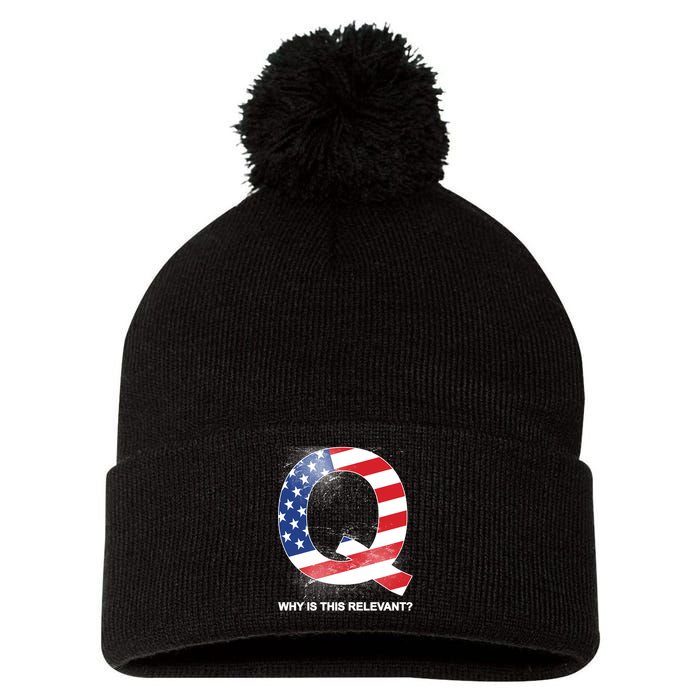 Q Anon Why Is this Relevant Pom Pom 12in Knit Beanie