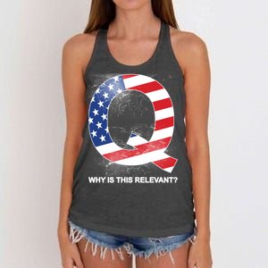 Q Anon Why Is this Relevant Women's Knotted Racerback Tank