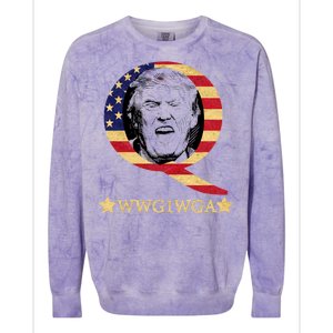 Q-Anon WWG1WGA Trump Great Awaking  Colorblast Crewneck Sweatshirt