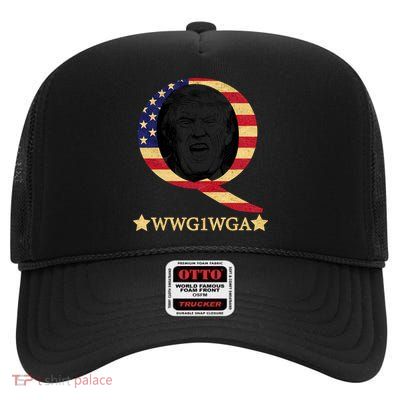 Q-Anon WWG1WGA Trump Great Awaking  High Crown Mesh Back Trucker Hat