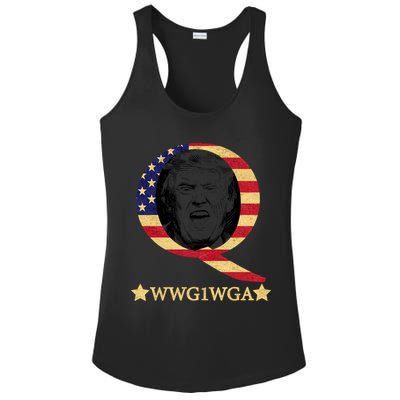 Q-Anon WWG1WGA Trump Great Awaking  Ladies PosiCharge Competitor Racerback Tank
