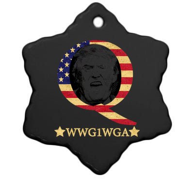 Q-Anon WWG1WGA Trump Great Awaking  Ceramic Star Ornament