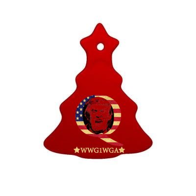 Q-Anon WWG1WGA Trump Great Awaking  Ceramic Tree Ornament