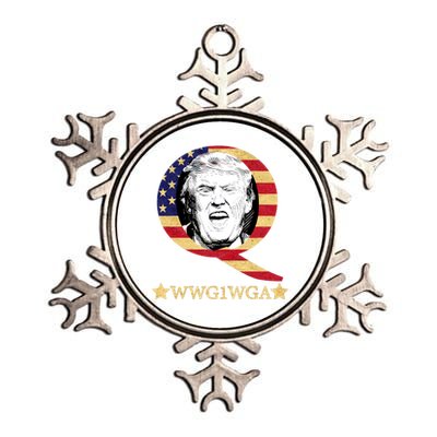 Q-Anon WWG1WGA Trump Great Awaking  Metallic Star Ornament