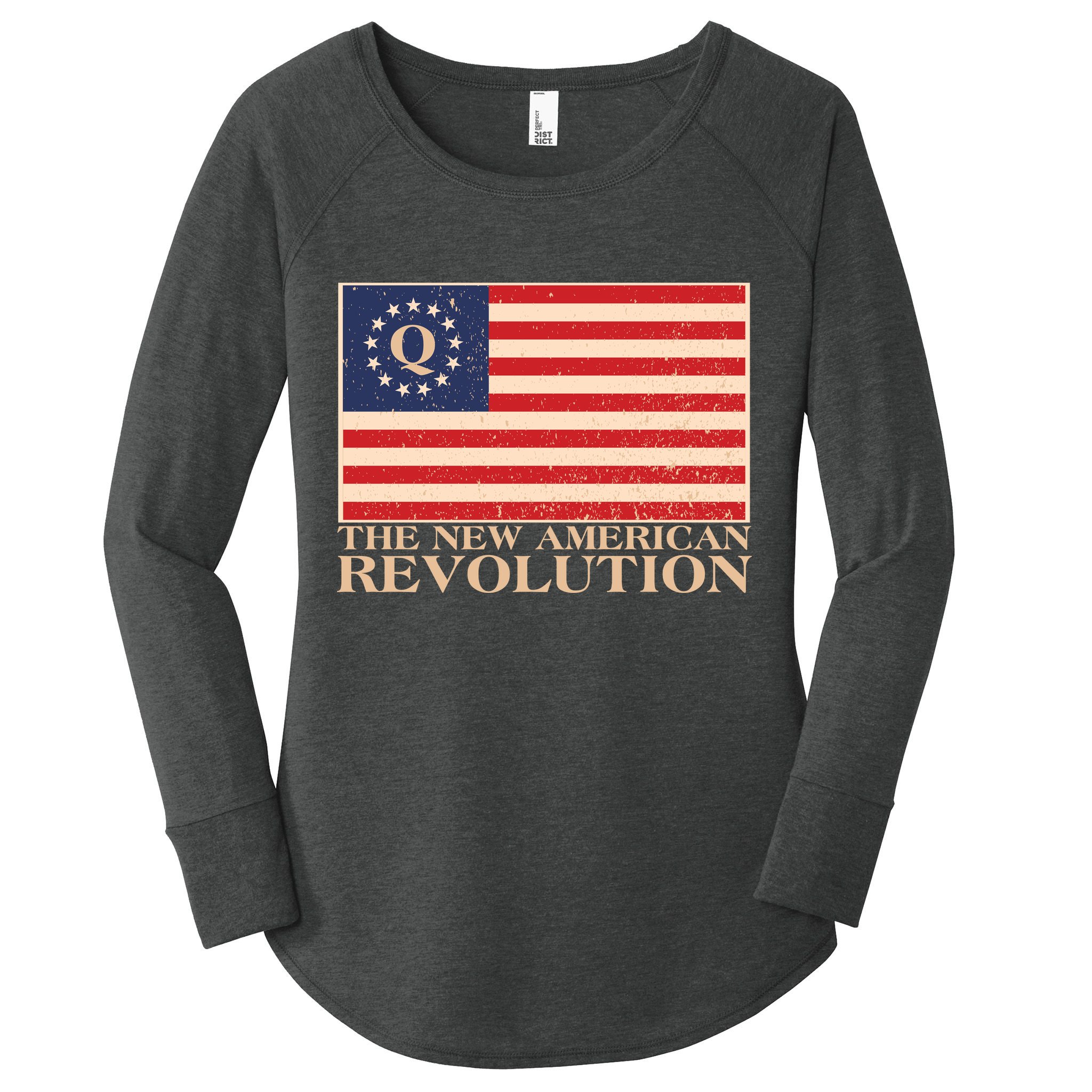 Q The New American Revolution Qanon Women's Perfect Tri Tunic Long Sleeve Shirt