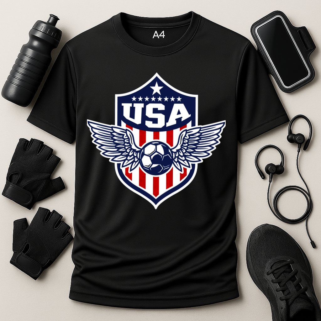 Qatar 2022 Soccer Football Cup America USA Team Support Cooling Performance Crew T-Shirt