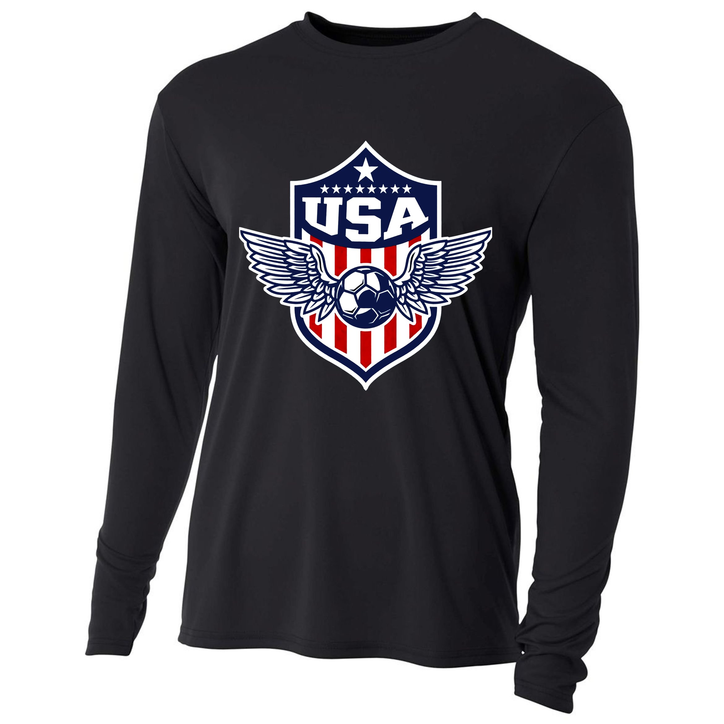 Qatar 2022 Soccer Football Cup America USA Team Support Cooling Performance Long Sleeve Crew