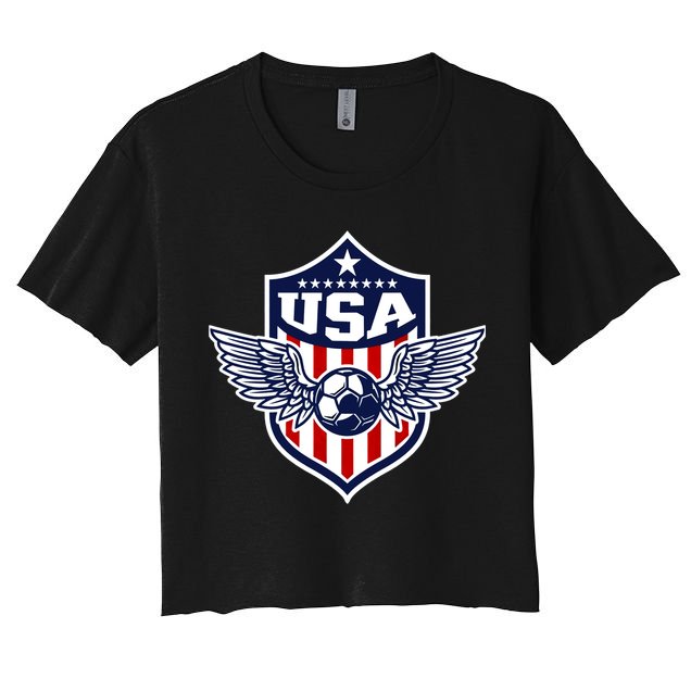Qatar 2022 Soccer Football Cup America USA Team Support Women's Crop Top Tee