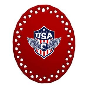 Qatar 2022 Soccer Football Cup America USA Team Support Ceramic Oval Ornament