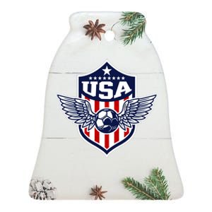 Qatar 2022 Soccer Football Cup America USA Team Support Ceramic Bell Ornament