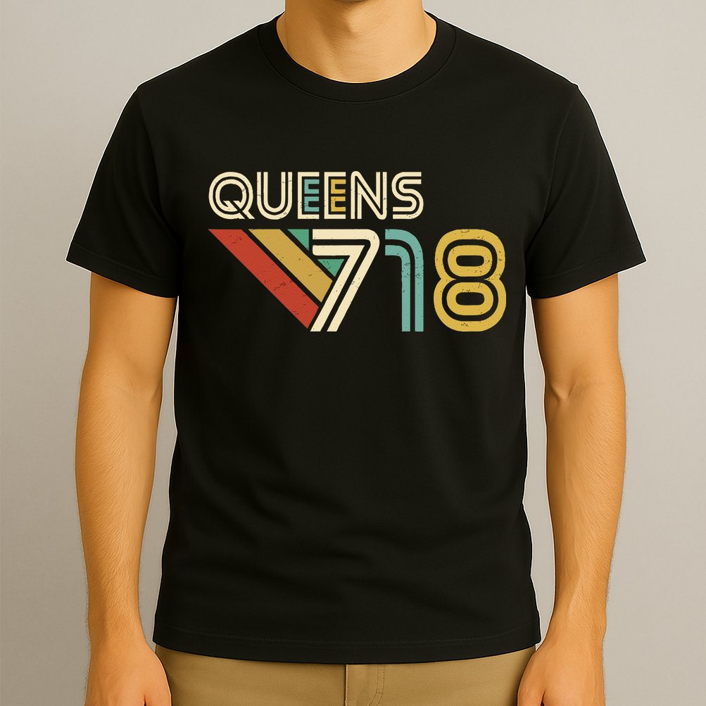 Queens 718 New York City State Vintage Queens Area Code T-Shirt